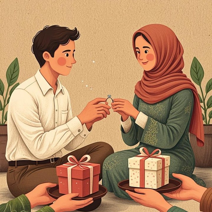Ilustrasi momen lamaran bersama keluarga
