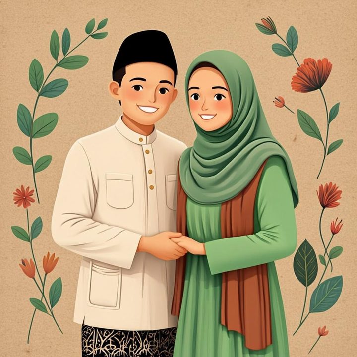 Ilustrasi Rafi dan Nadia berpegangan tangan